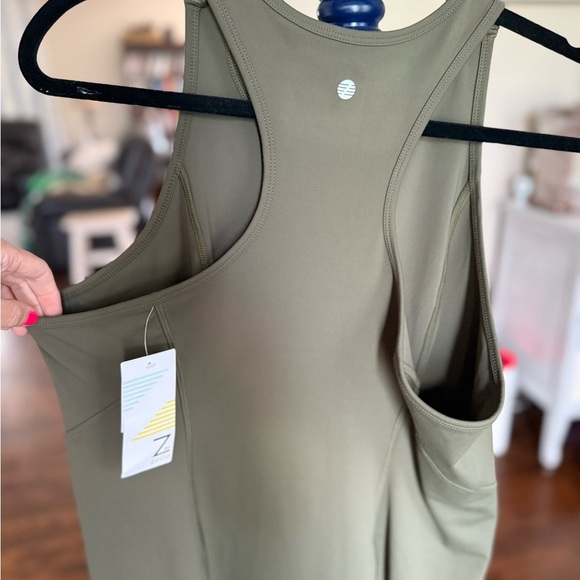 Zella Olive Green Racerback Midi dress, Size Large - Picture 5 of 8